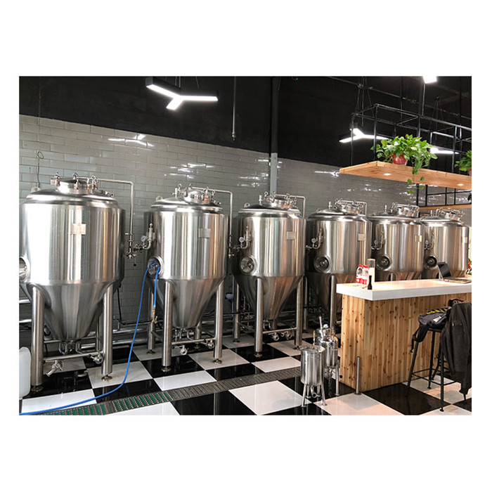 Beer brewhouse and fermentation tanks microbrewery